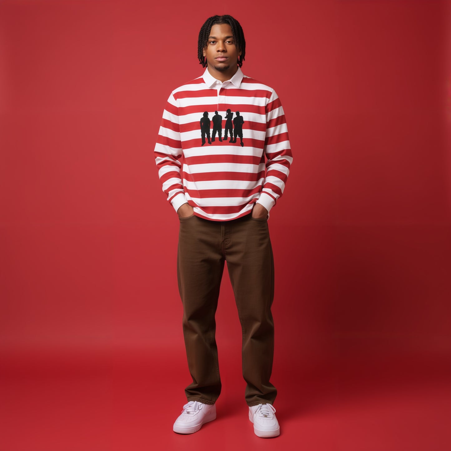 Red Stripe Stripe Polo Shirt