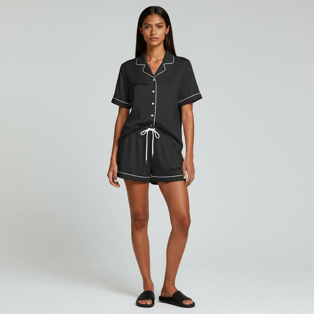 Black Silk Pajama Set