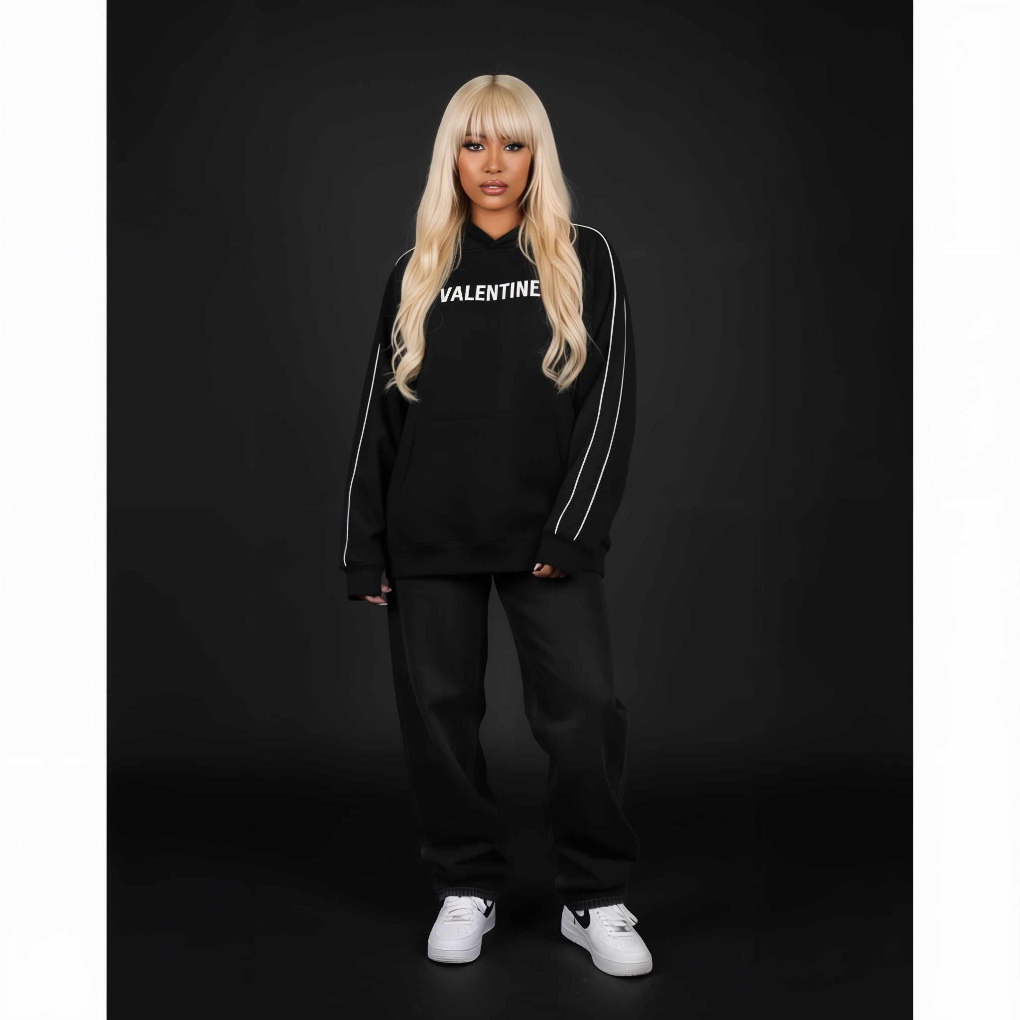 Valentine Contrast Piping Raglan Hoodie