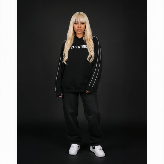 Valentine Contrast Piping Raglan Hoodie