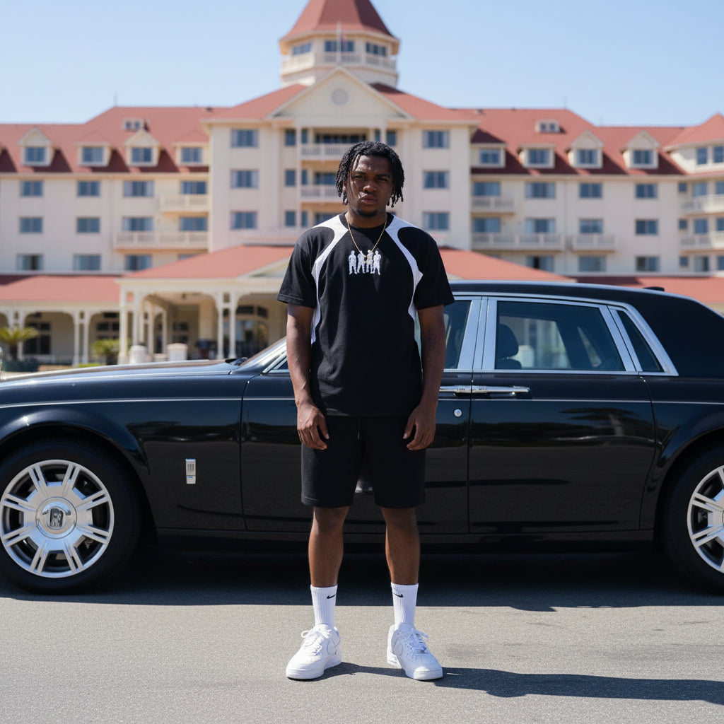 Contrast Panel Cotton T-Shirt - Sport Mode