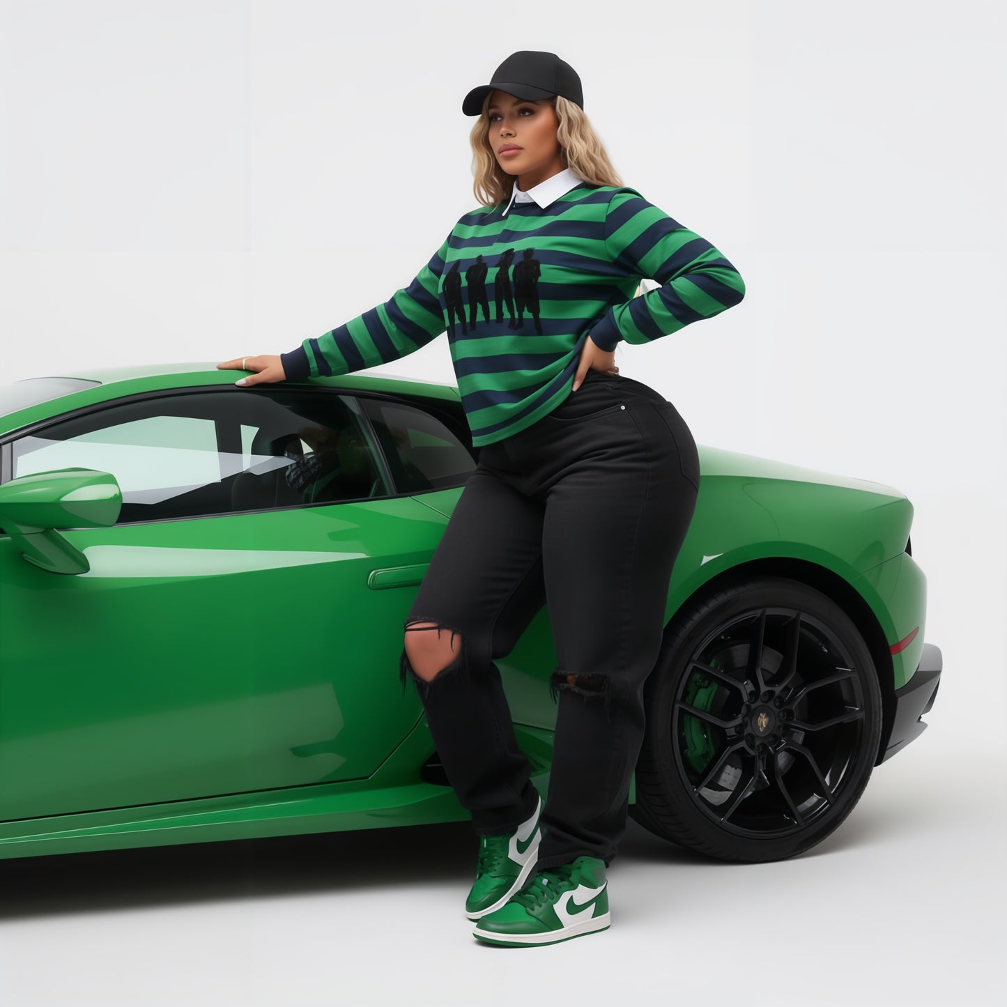 Womans  Green Paper Color Polo Shirt