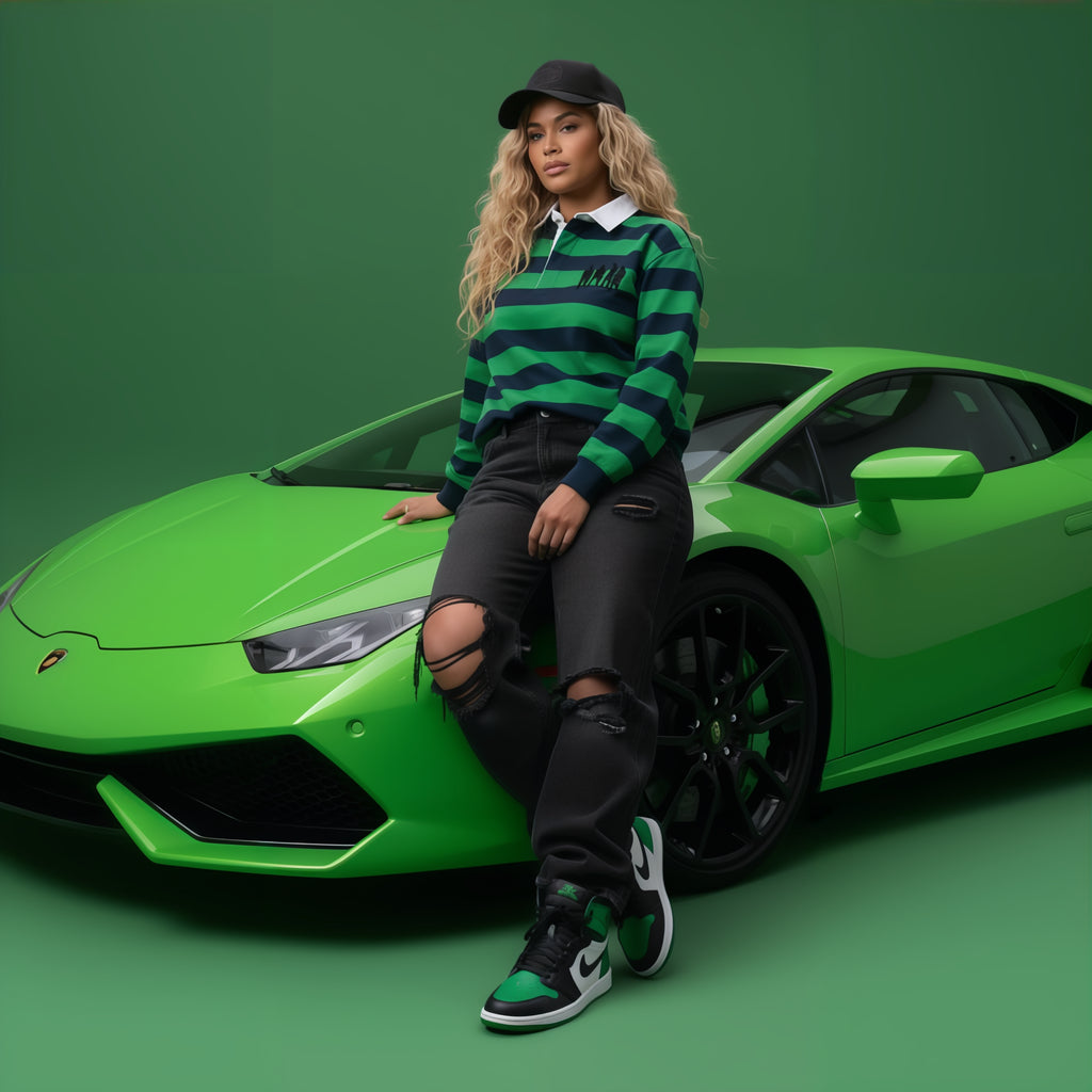 Womans  Green Paper Color Polo Shirt