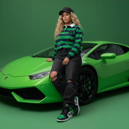 Womans  Green Paper Color Polo Shirt