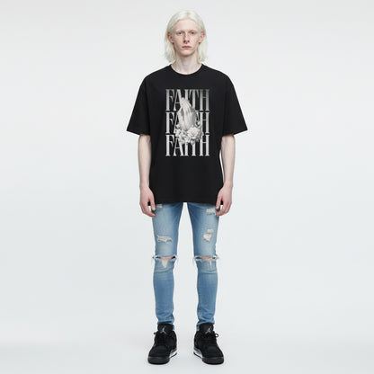 Mens Black Heavyweight T-Shirt - Faith