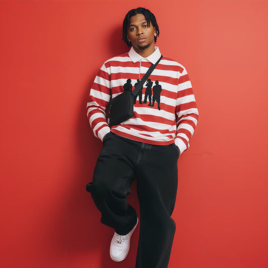 Red Stripe Stripe Polo Shirt