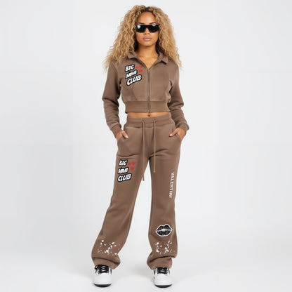 Big Mama Flared Fleece Pants (Brown)