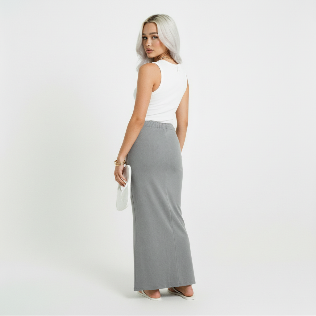 Dyed Washed Drawstring Maxi Skirt