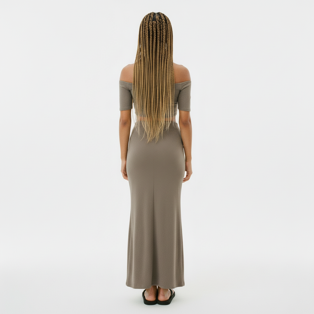 Dyed Washed Drawstring Maxi Skirt