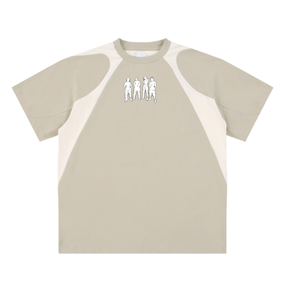 Contrast Panel Cotton T-Shirt - Sport Mode