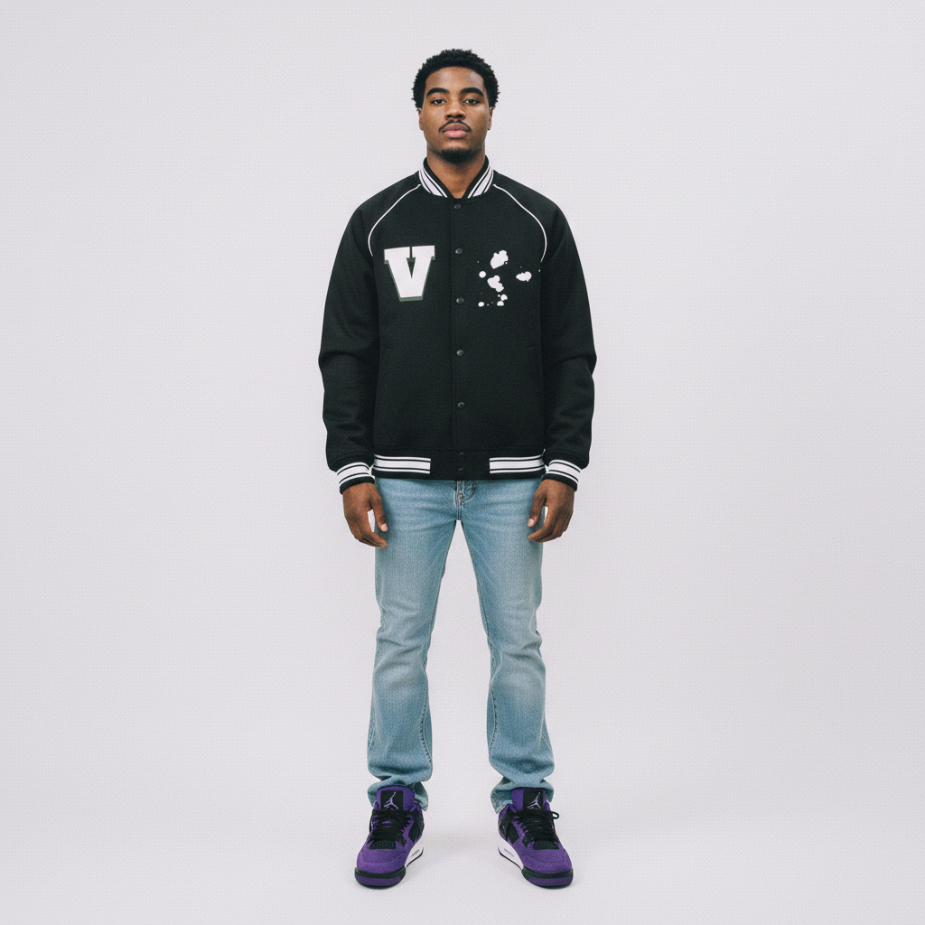 Bad Baby Print Varsity Jacket