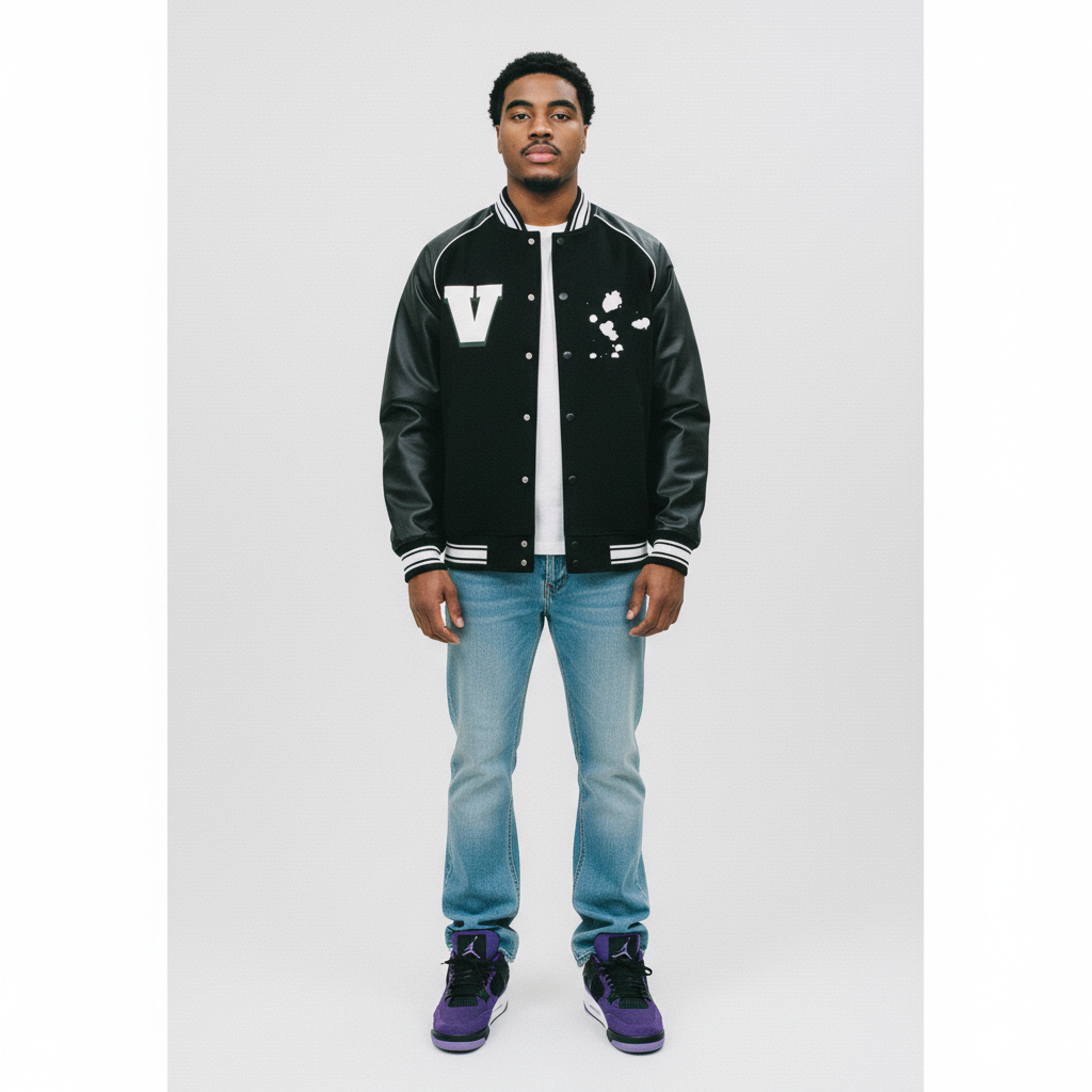 Bad Baby Print Varsity Jacket