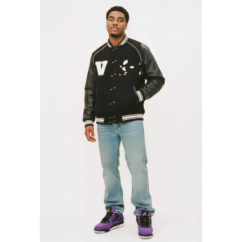 Bad Baby Print Varsity Jacket