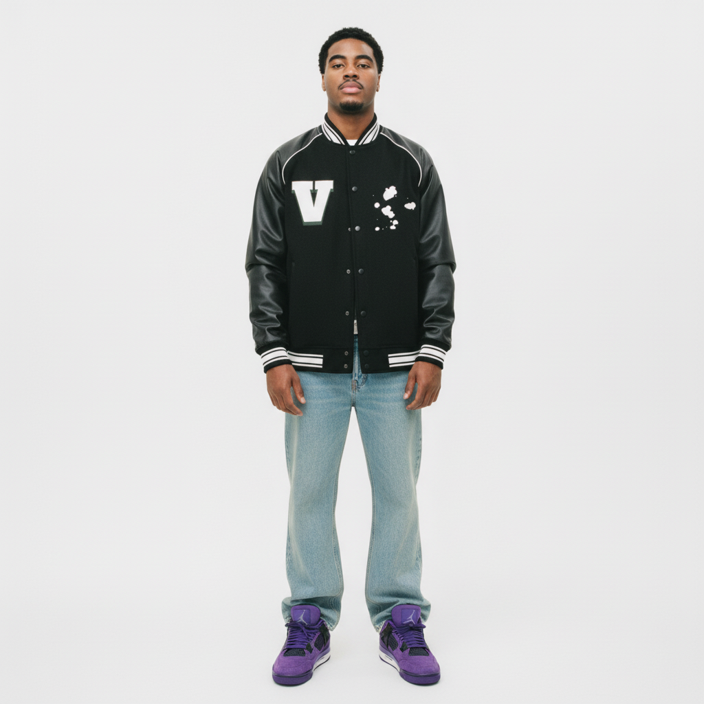 Bad Baby Print Varsity Jacket