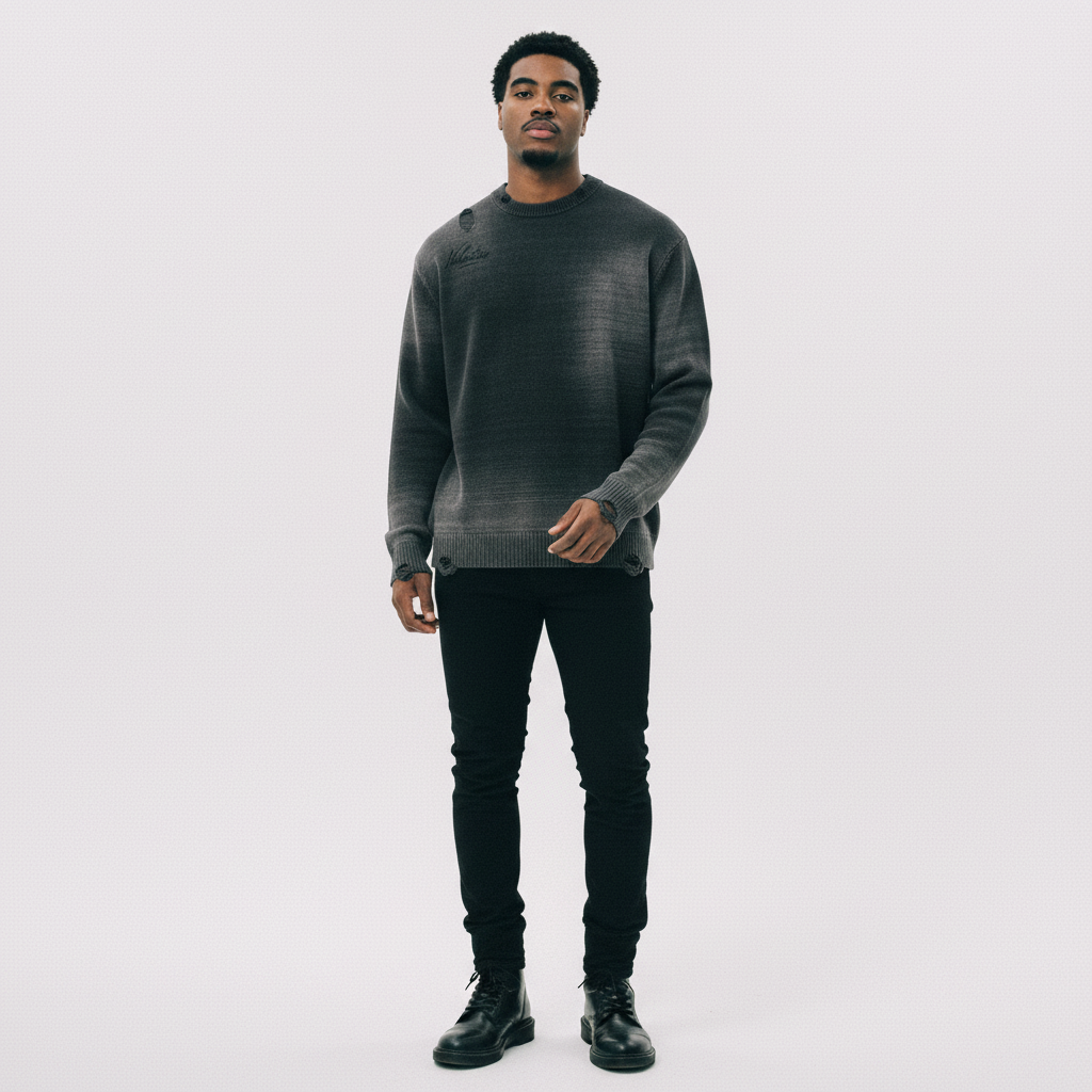 Distressed Ripped Crewneck sweater