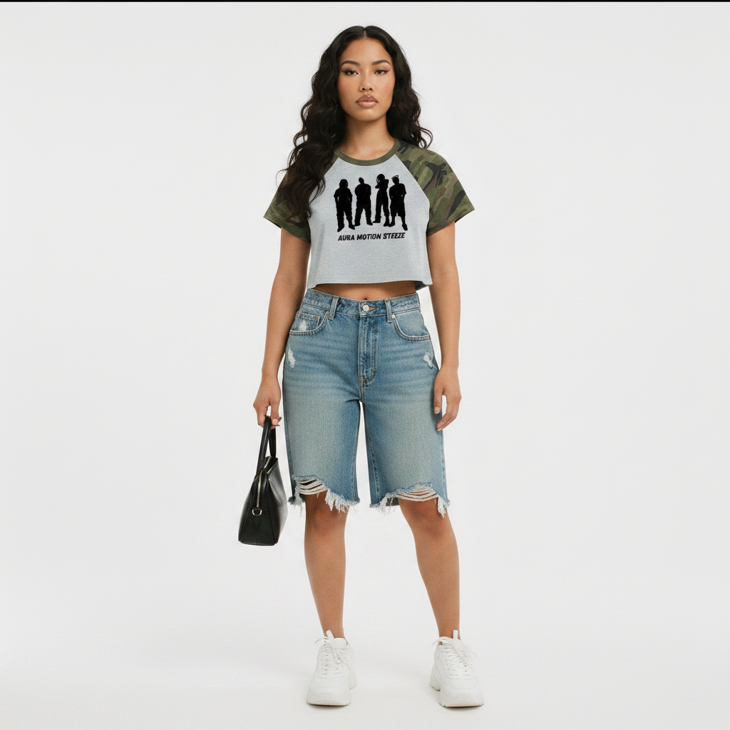 Women’s Camo Raglan Crop T-Shirt