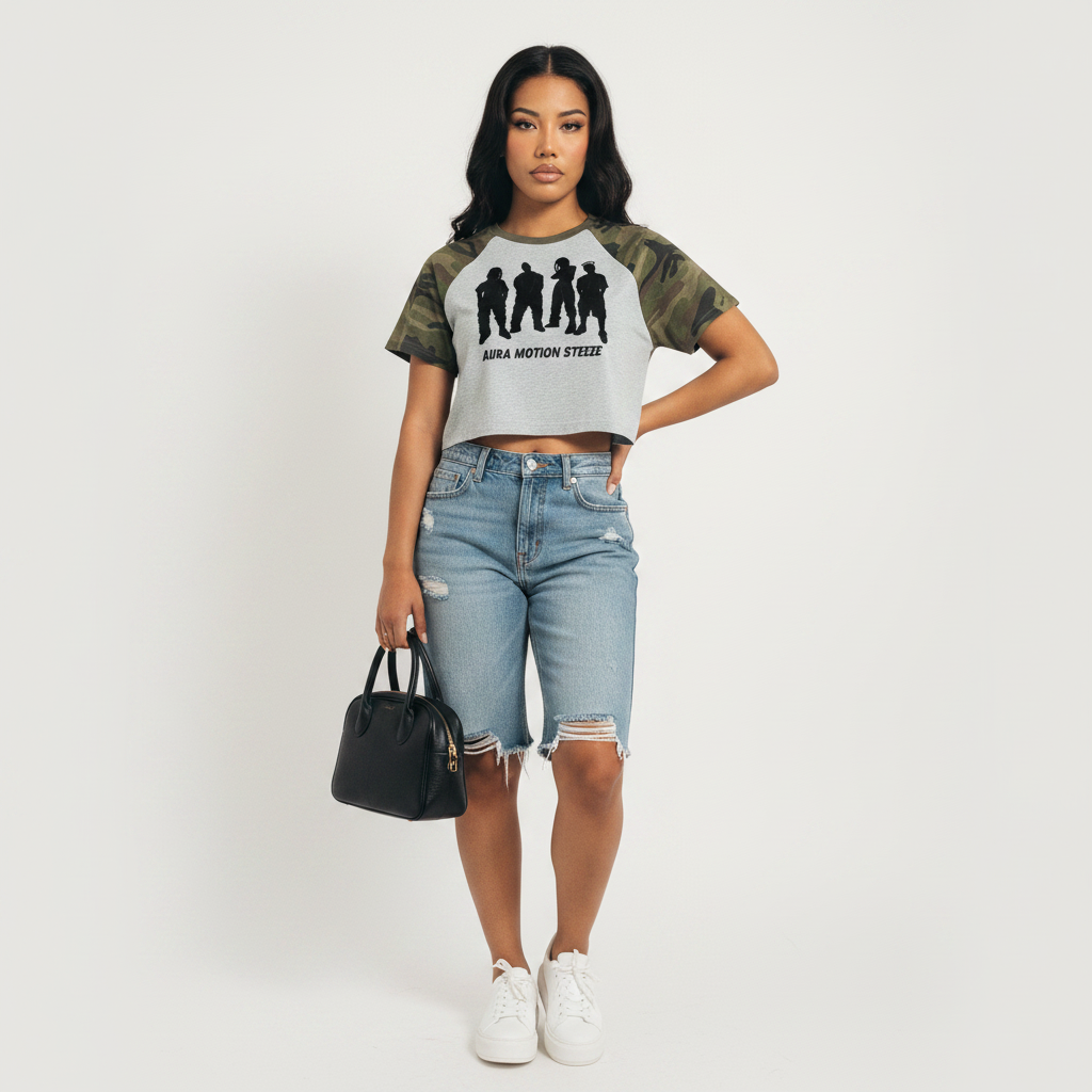Women’s Camo Raglan Crop T-Shirt