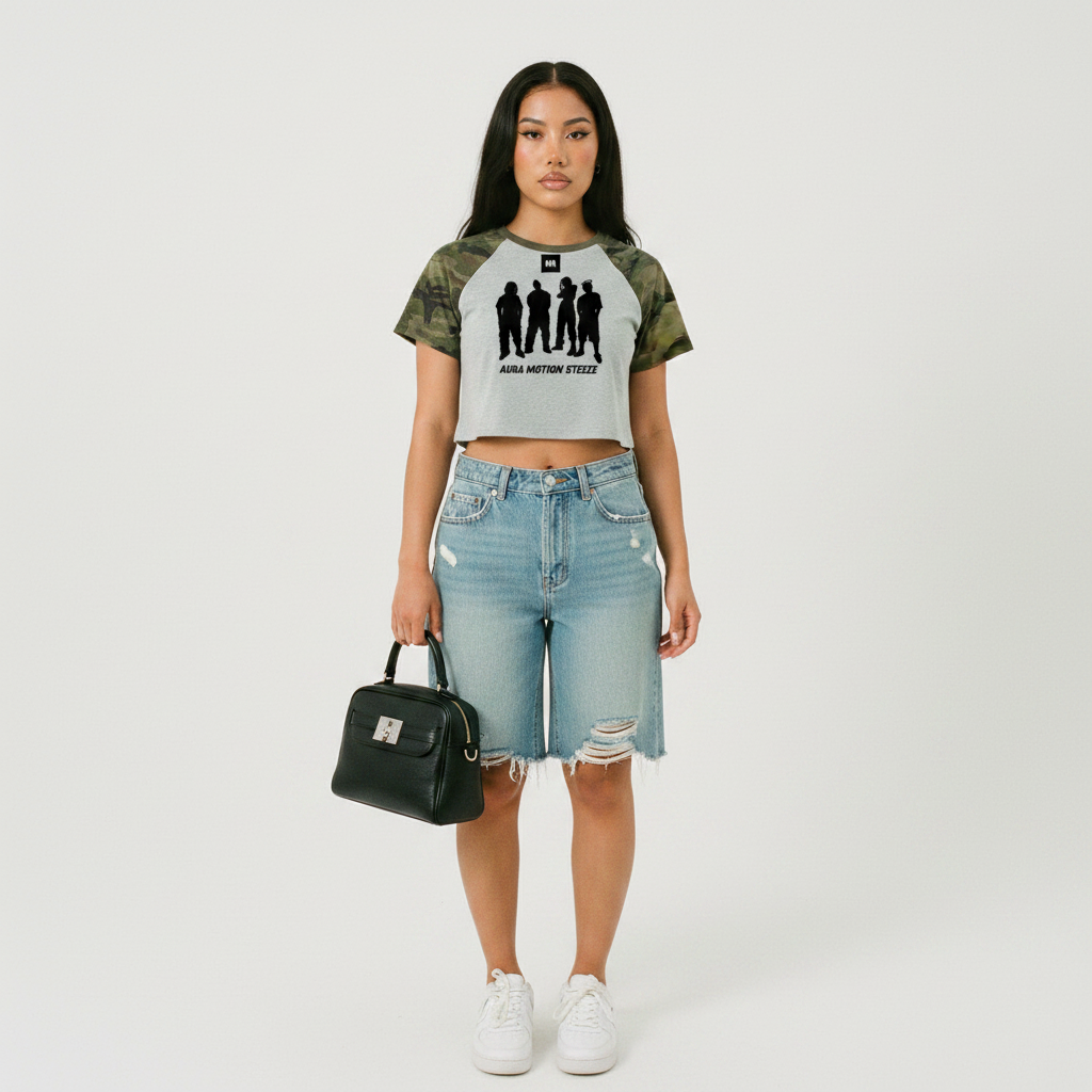 Women’s Camo Raglan Crop T-Shirt