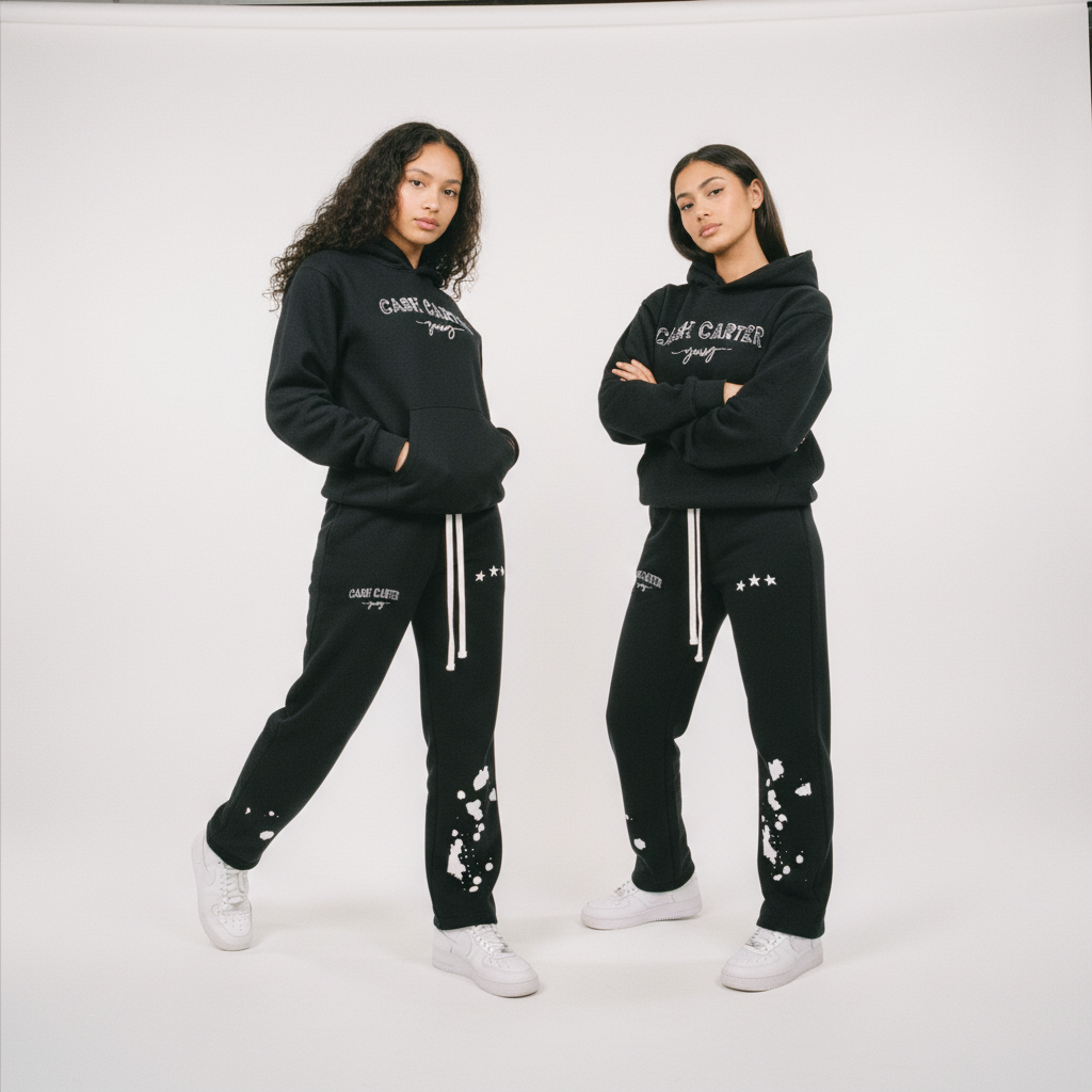 Womans CASH CARTER Fleeced Tracksuit Boxy Hoodie