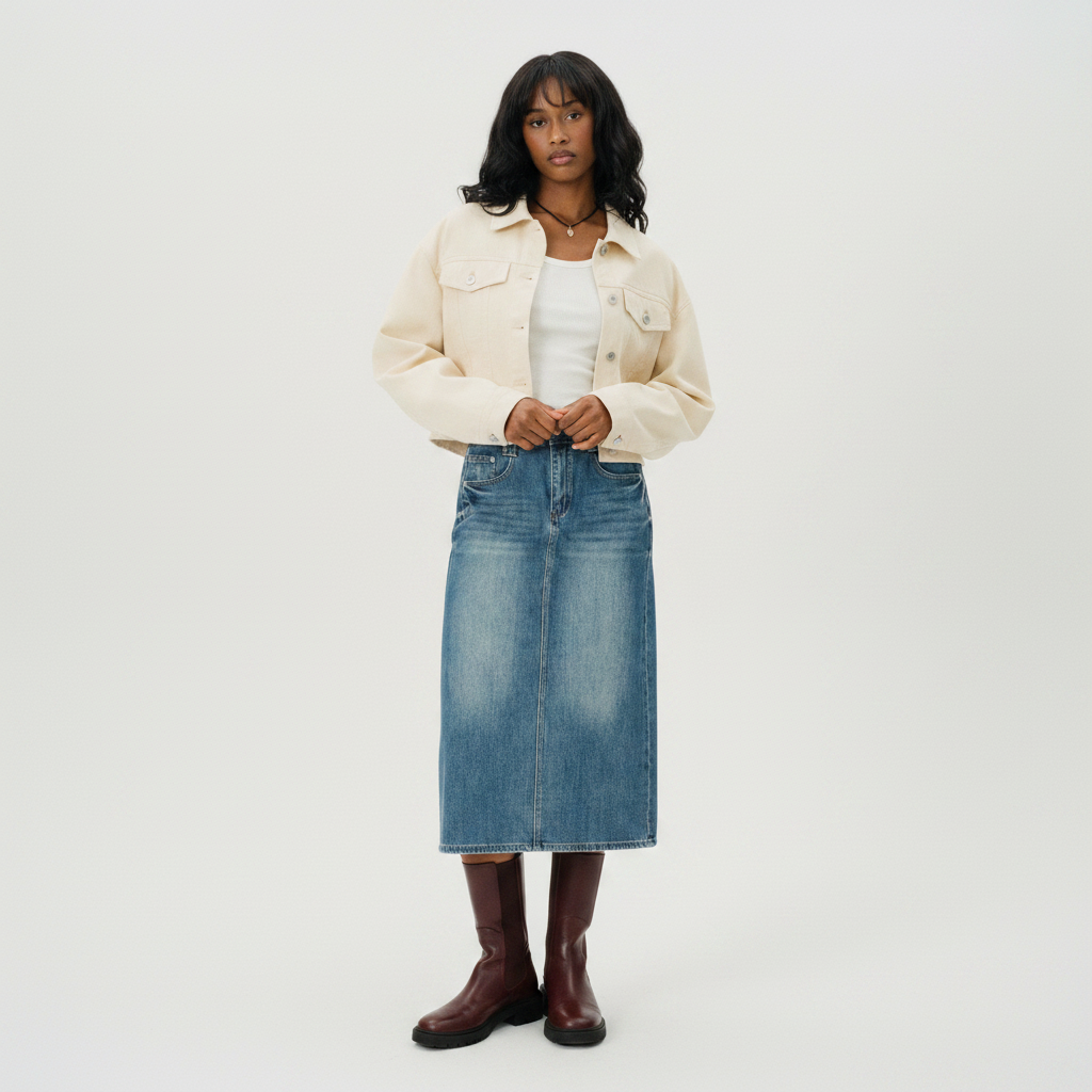 Vintage Wash Denim Skirt