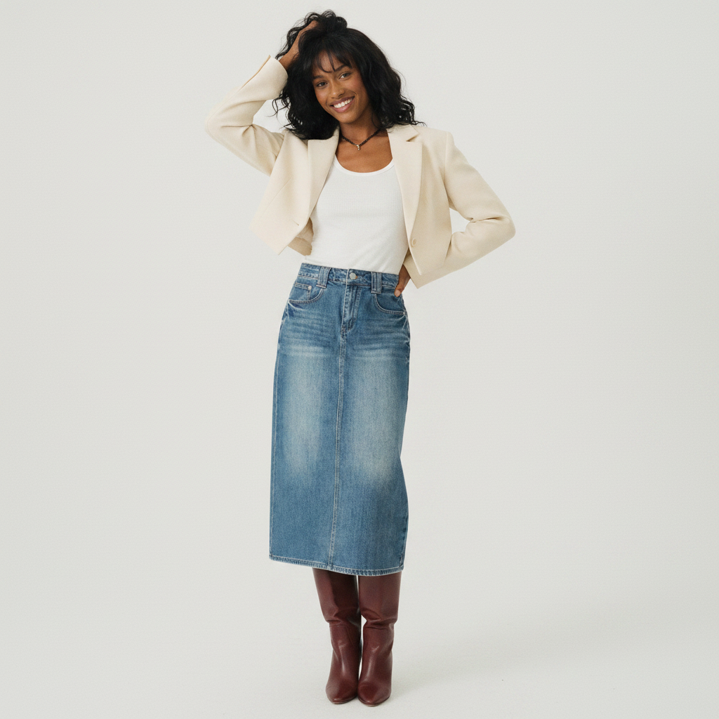 Vintage Wash Denim Skirt
