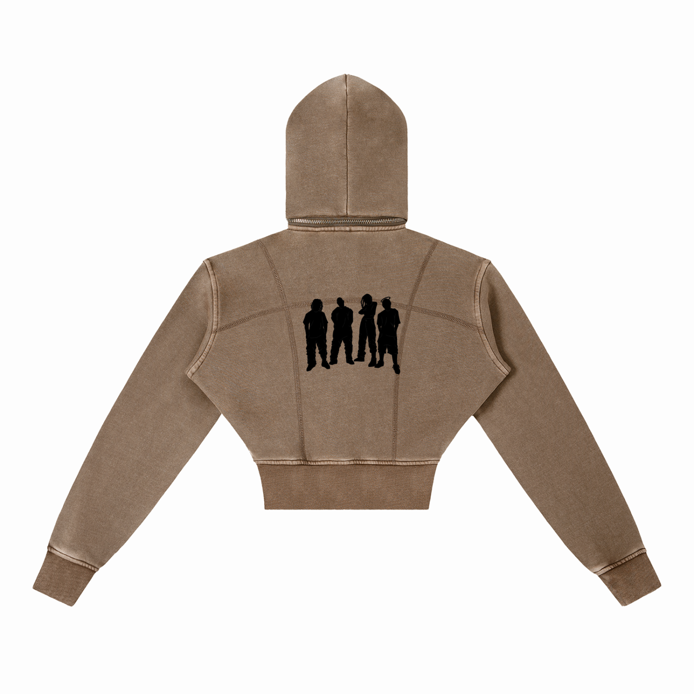 Big Mama Cropped Fleece Hoodie (Brown)