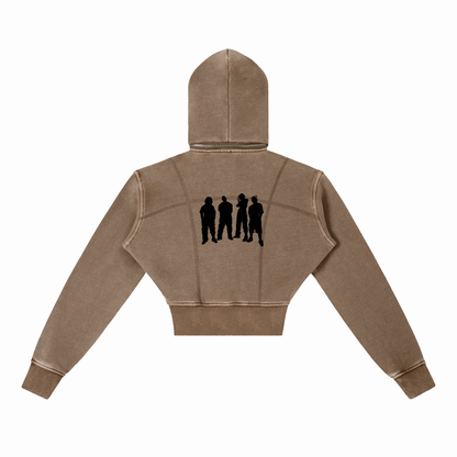 Big Mama Cropped Fleece Hoodie (Brown)