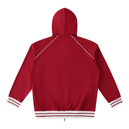 Mens Red Trim Zip-Up Hoodie