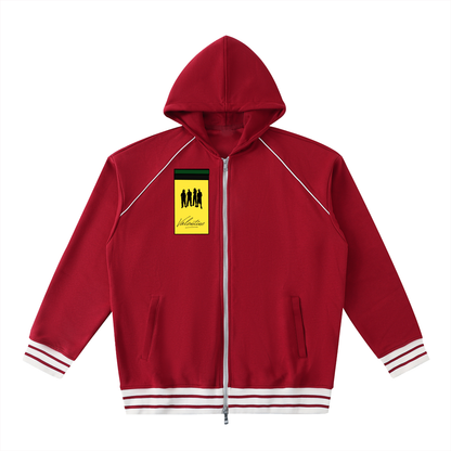 Mens Red Trim Zip-Up Hoodie