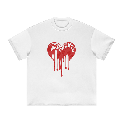 Heavyweight White T-Shirt - Love Hurts