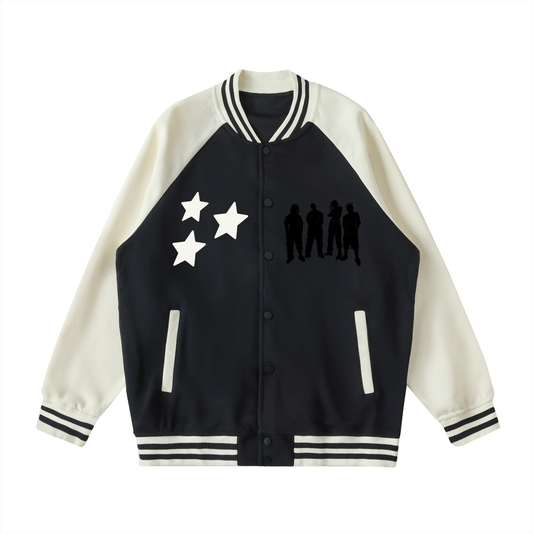 Two Tone Raglan Sleeve Varsity Jacket
