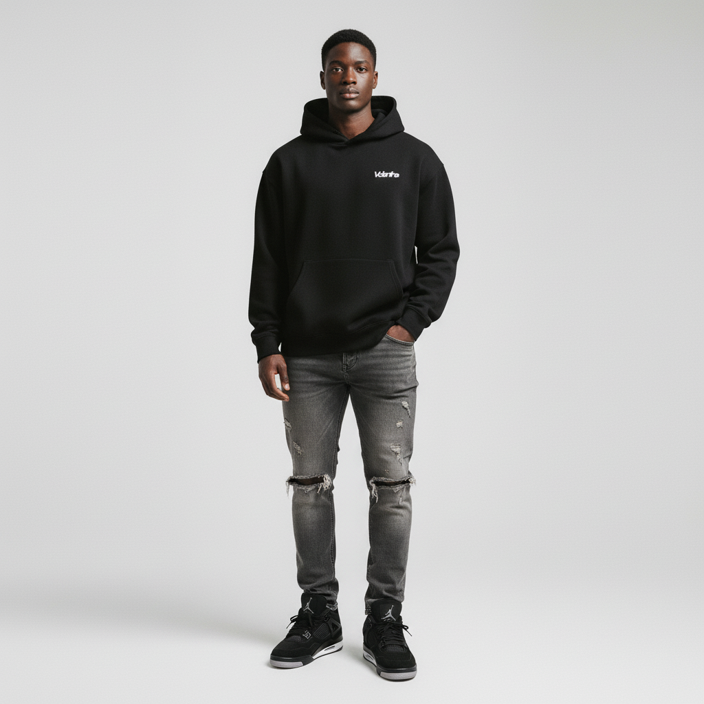 Men Boxy Gather-Hem Hoodie