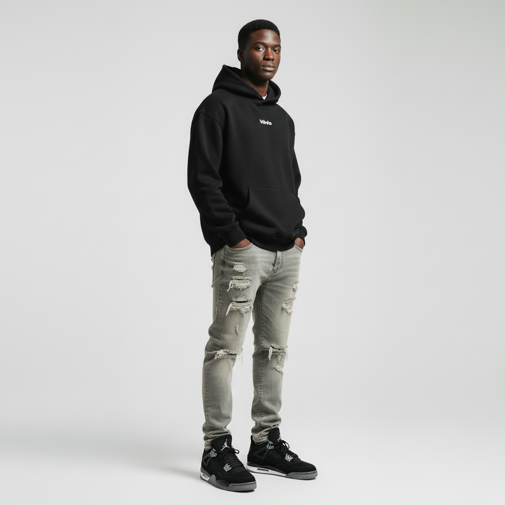 Men Boxy Gather-Hem Hoodie