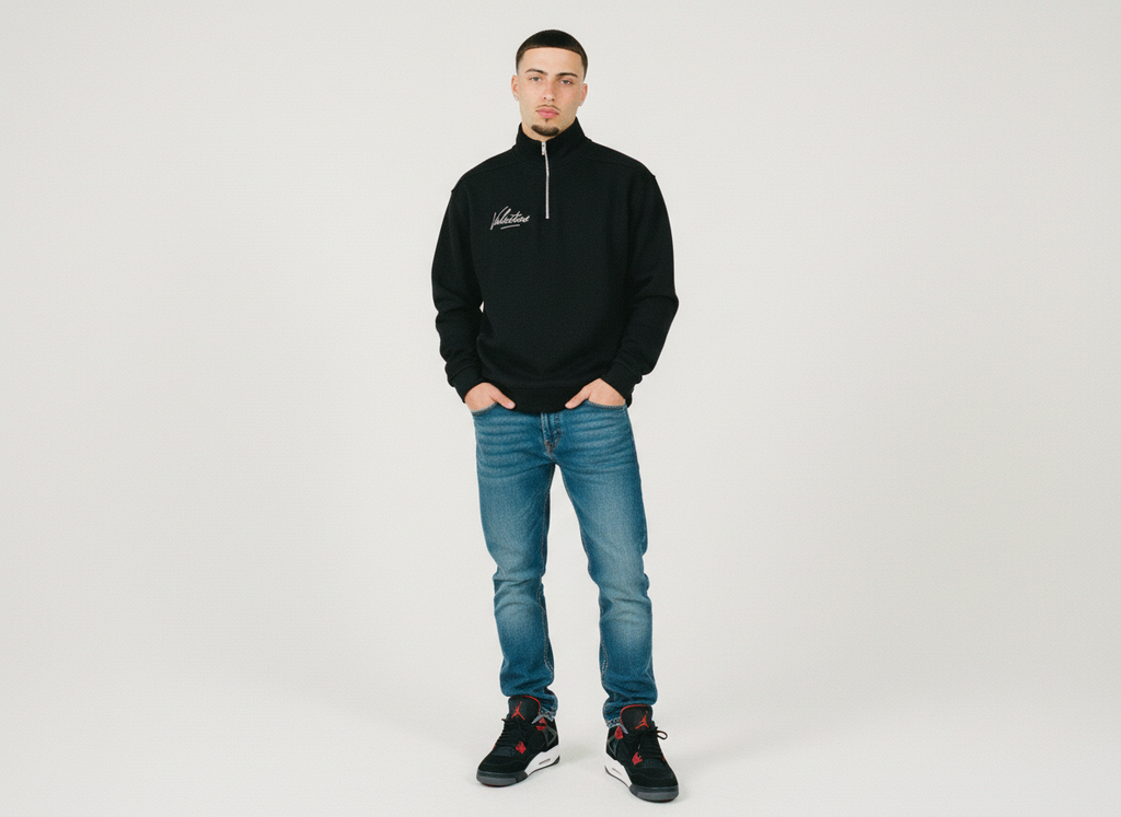 Mens Half-Zip Rolled Edge Fleece Sweatshirt