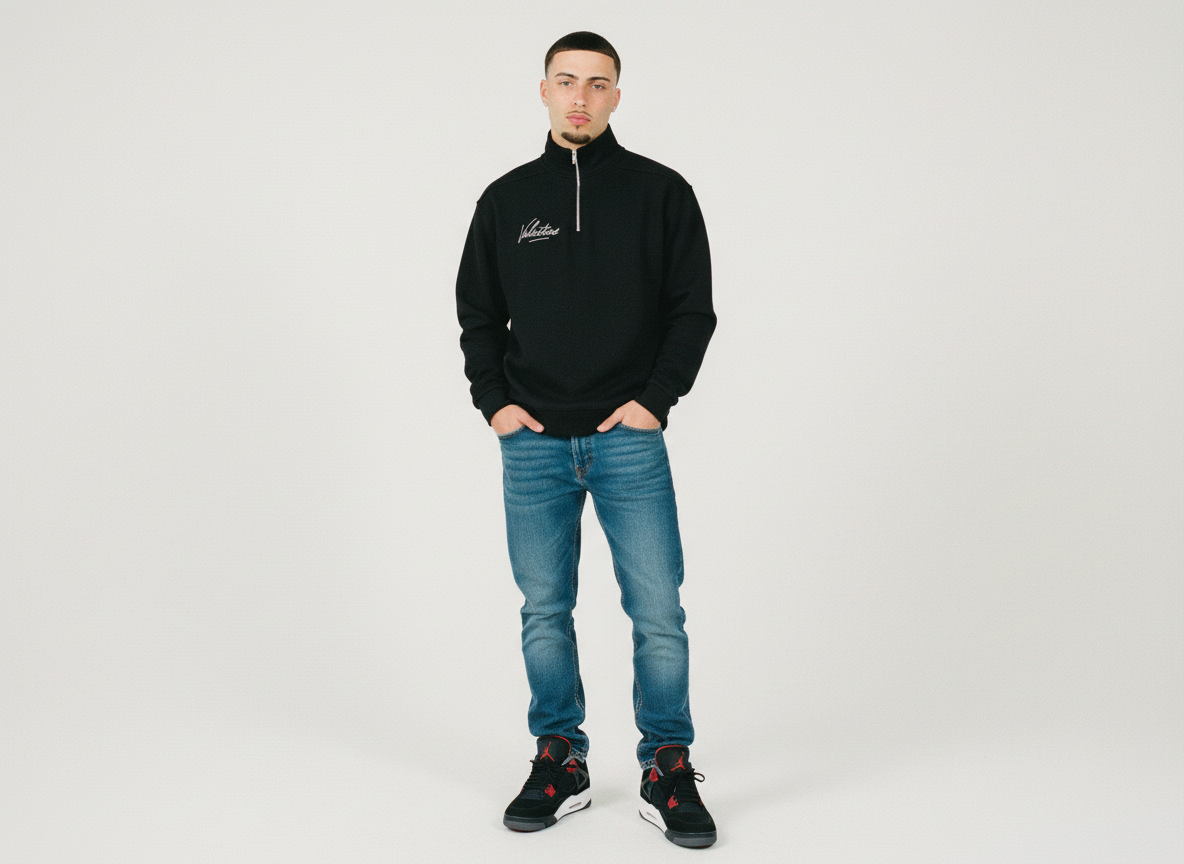 Mens Half-Zip Rolled Edge Fleece Sweatshirt