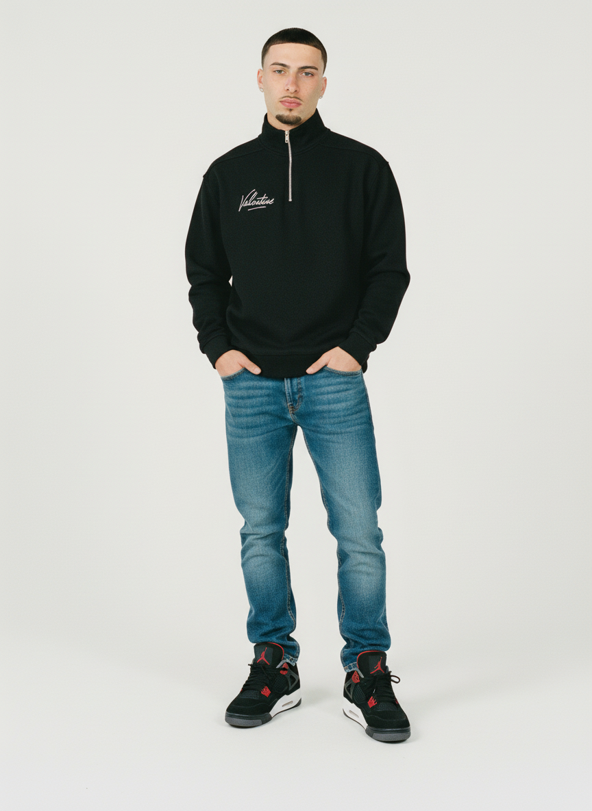 Mens Half-Zip Rolled Edge Fleece Sweatshirt
