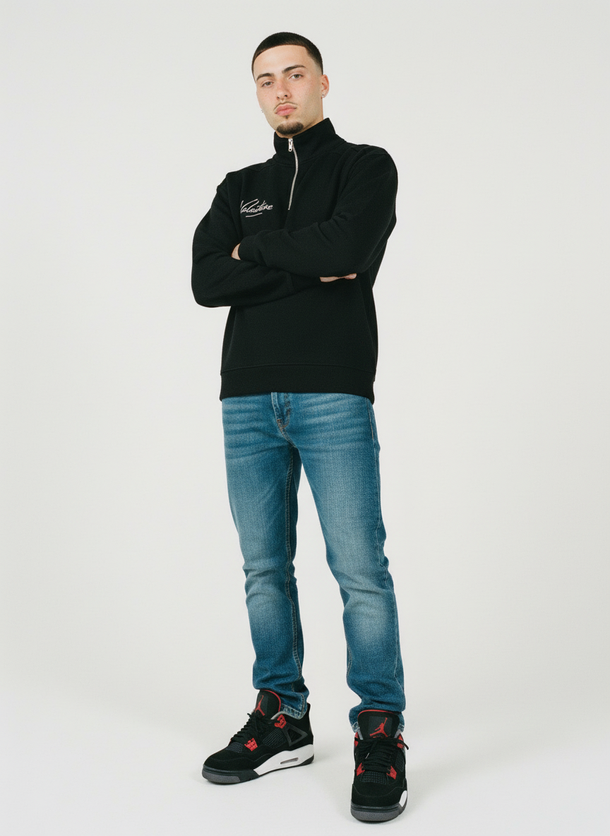 Mens Half-Zip Rolled Edge Fleece Sweatshirt