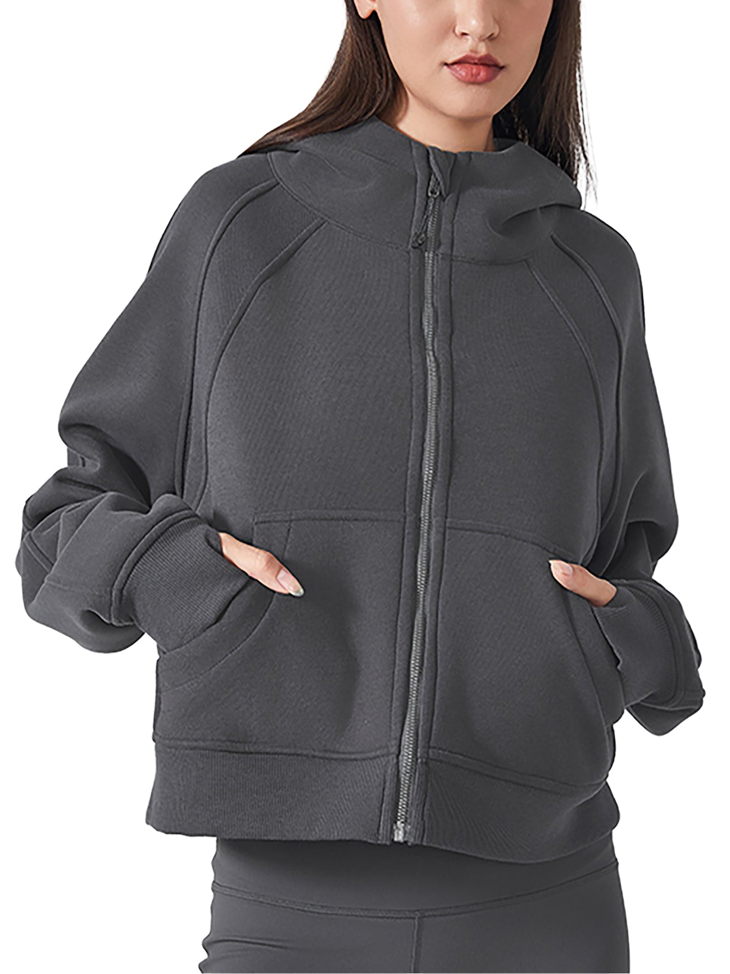 Black Tracksuit Cropped Zip-Through Hoodie