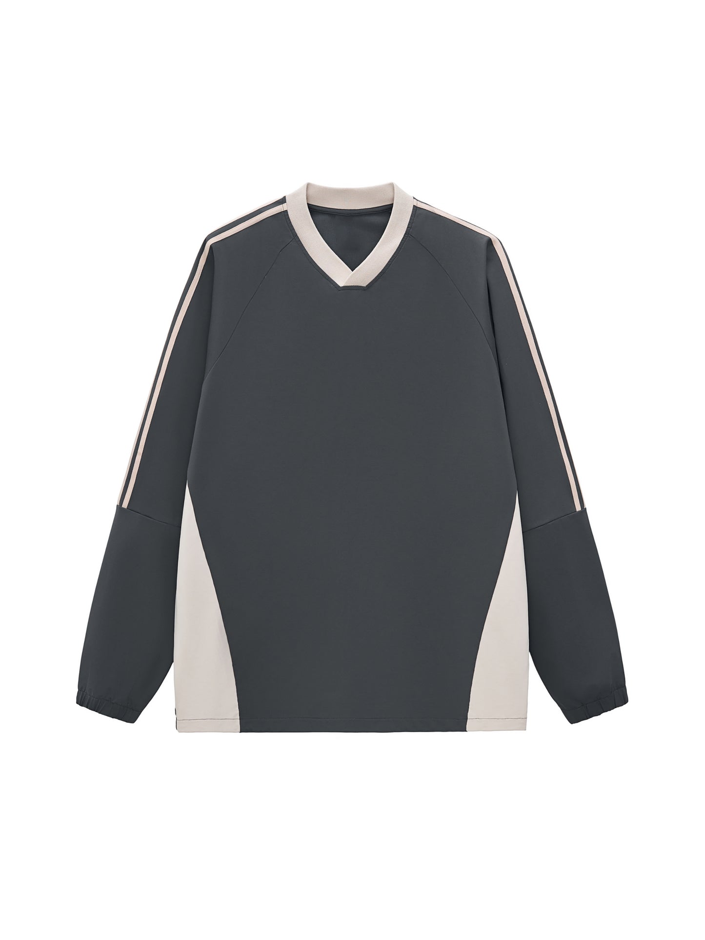 Color-Block V-Neck Long-Sleeve T-Shirt Womans