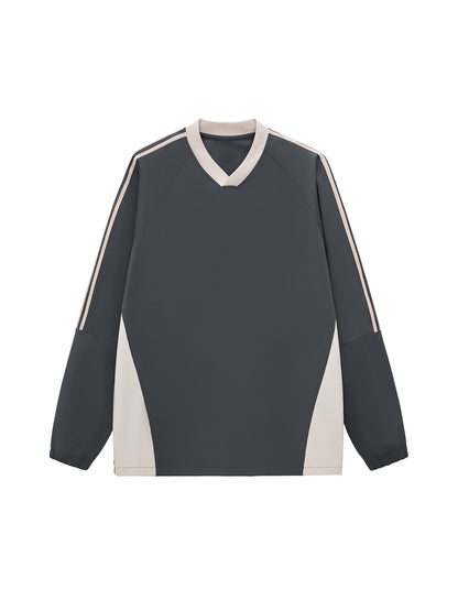Color-Block V-Neck Long-Sleeve T-Shirt Womans