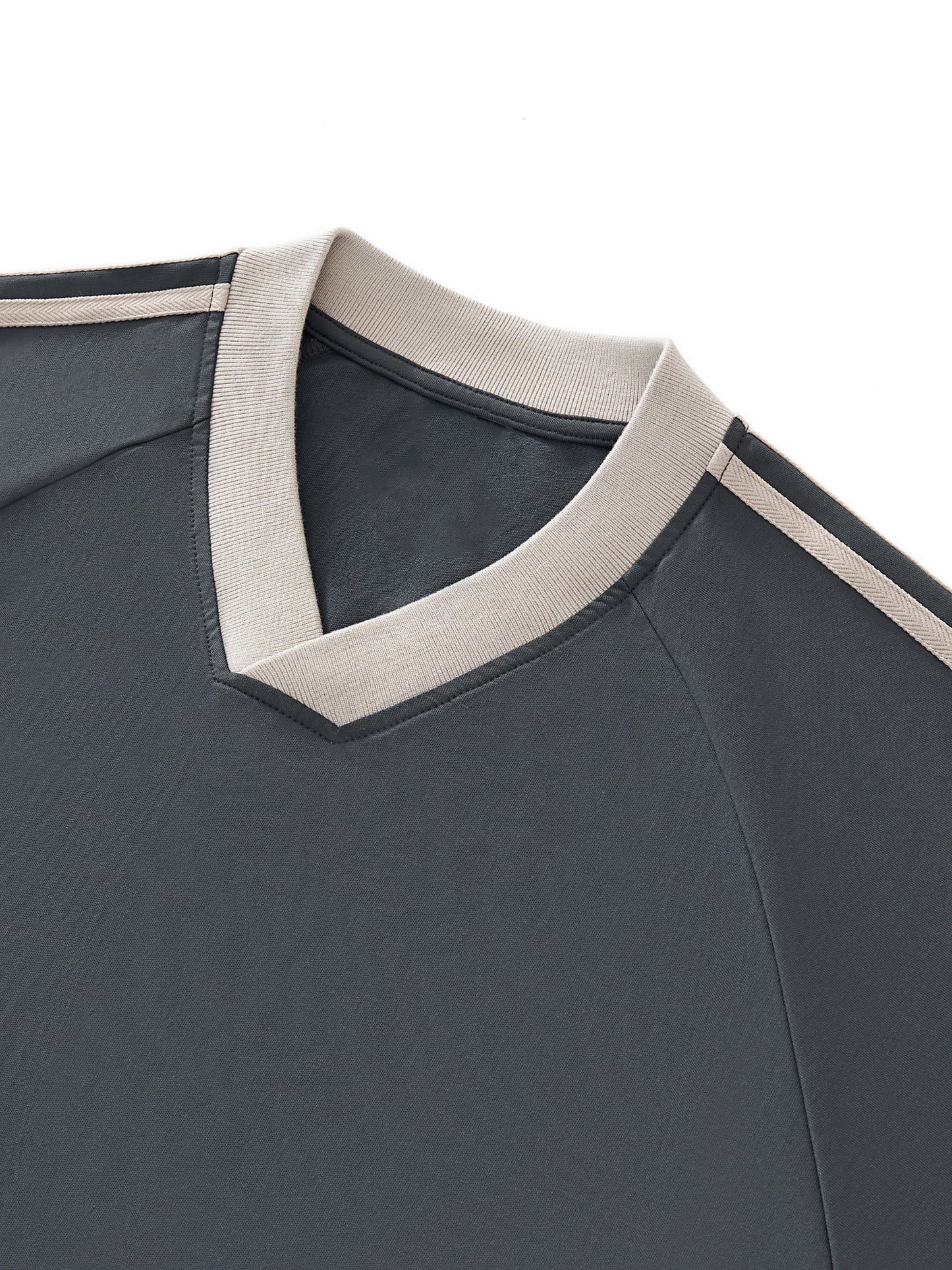 Color-Block V-Neck Long-Sleeve T-Shirt Womans