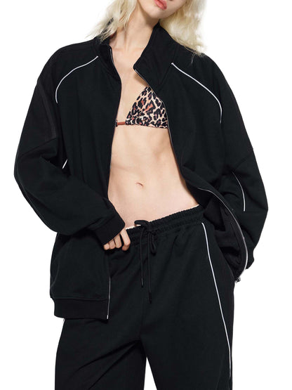 Womans Reflection Striped Tracksuit Jacket Top