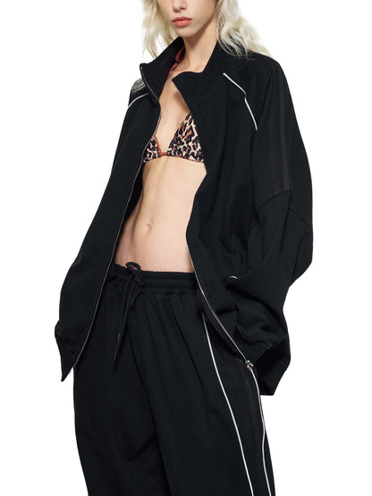 Womans Reflection Striped Tracksuit Jacket Top