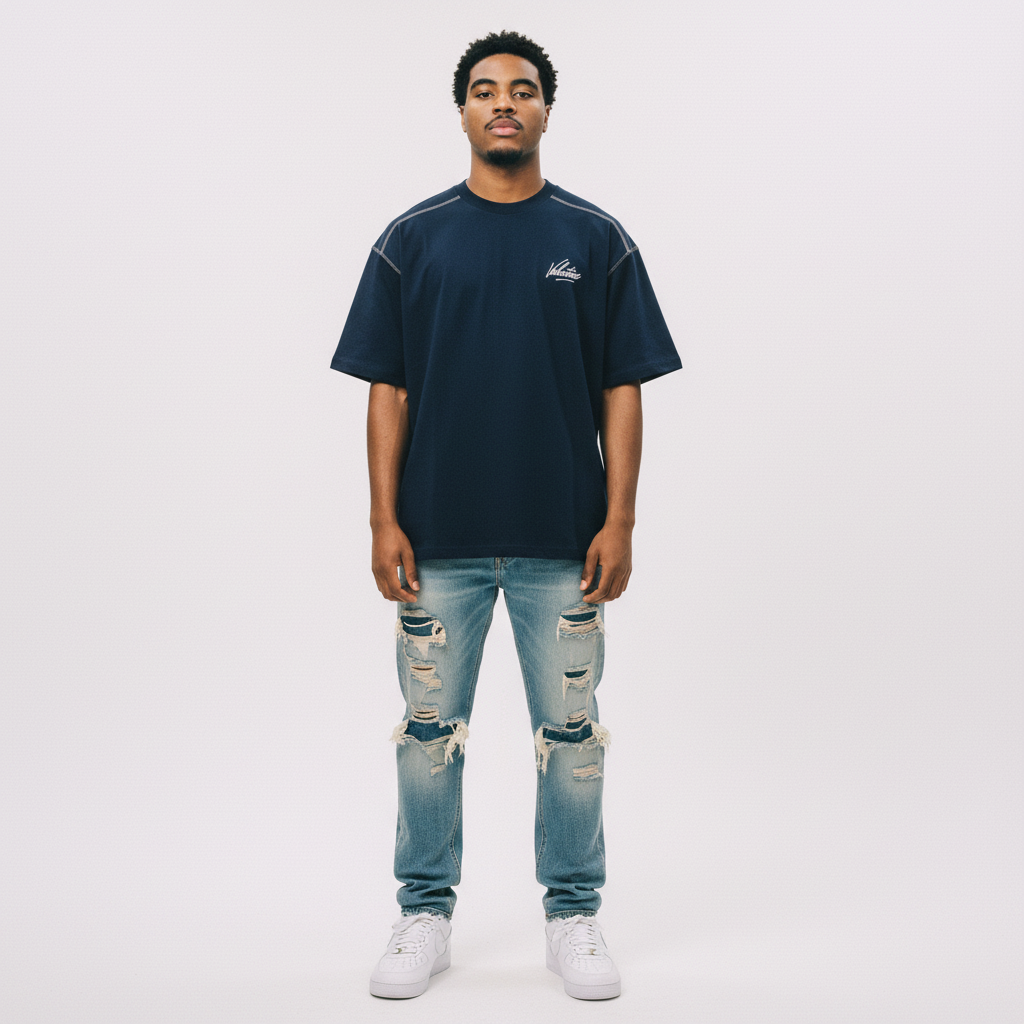 Oversized Contrast-Stitched Cotton Tee