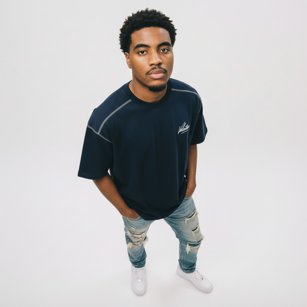Oversized Contrast-Stitched Cotton Tee