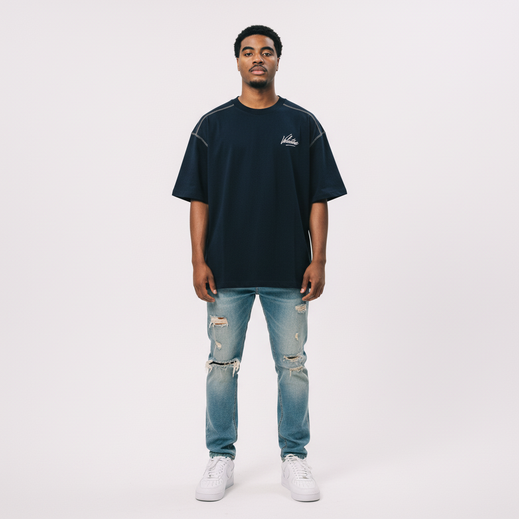 Oversized Contrast-Stitched Cotton Tee