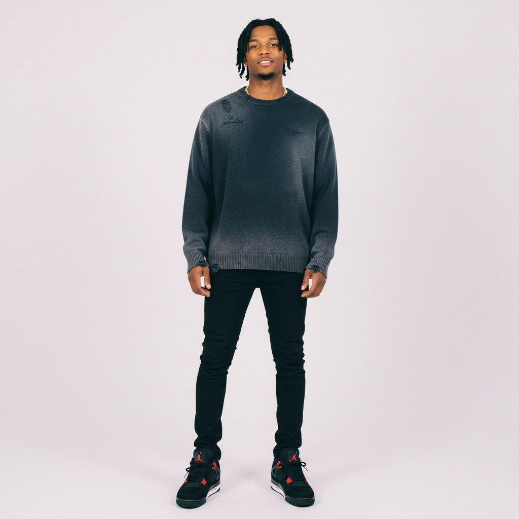 Distressed Ripped Crewneck sweater