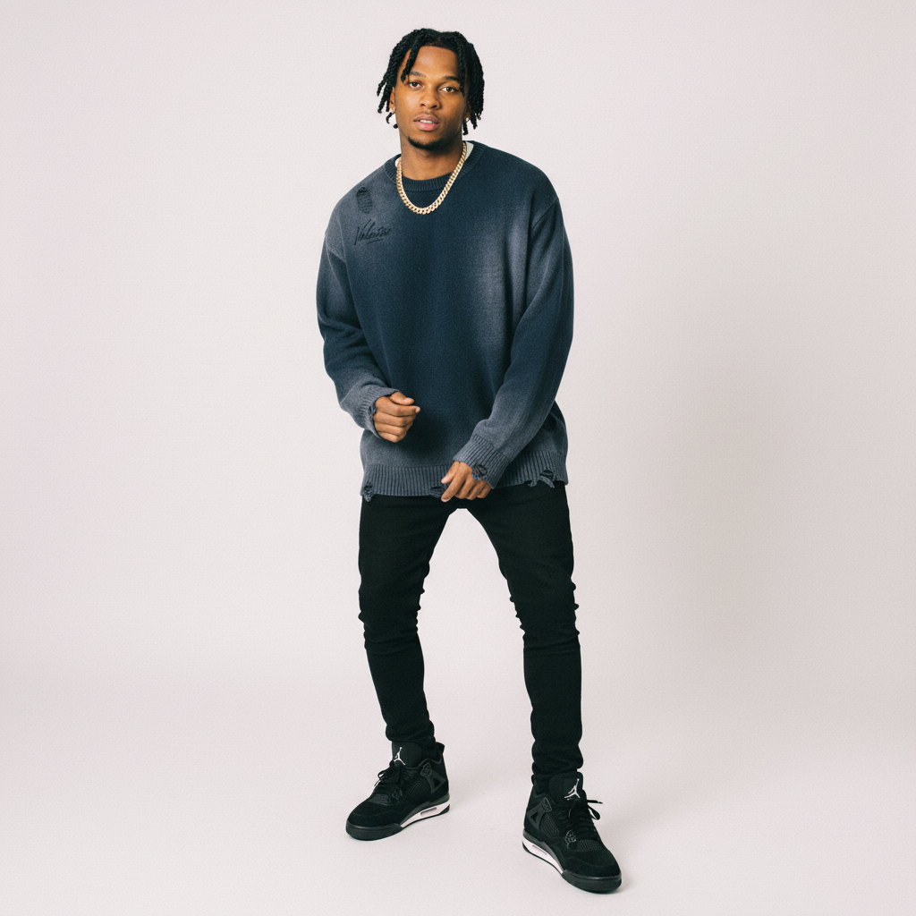 Distressed Ripped Crewneck sweater