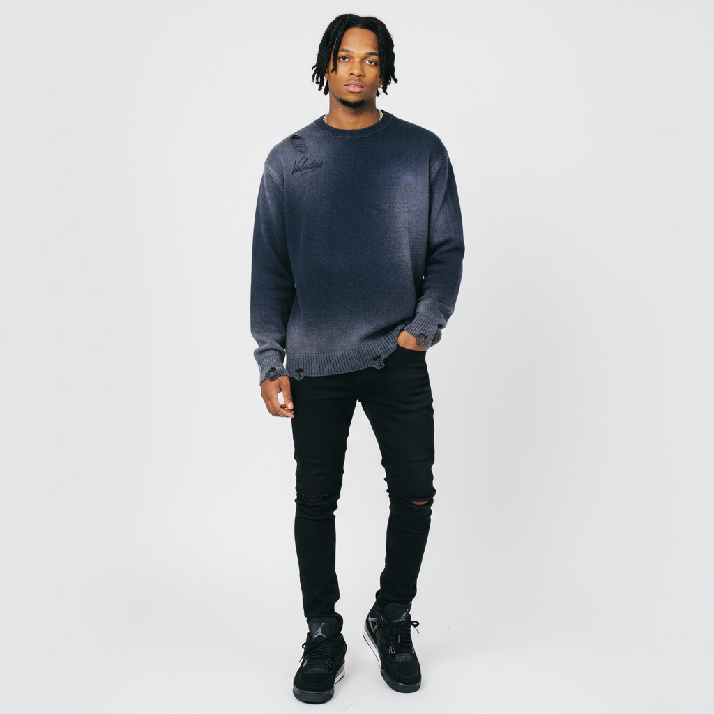Distressed Ripped Crewneck sweater