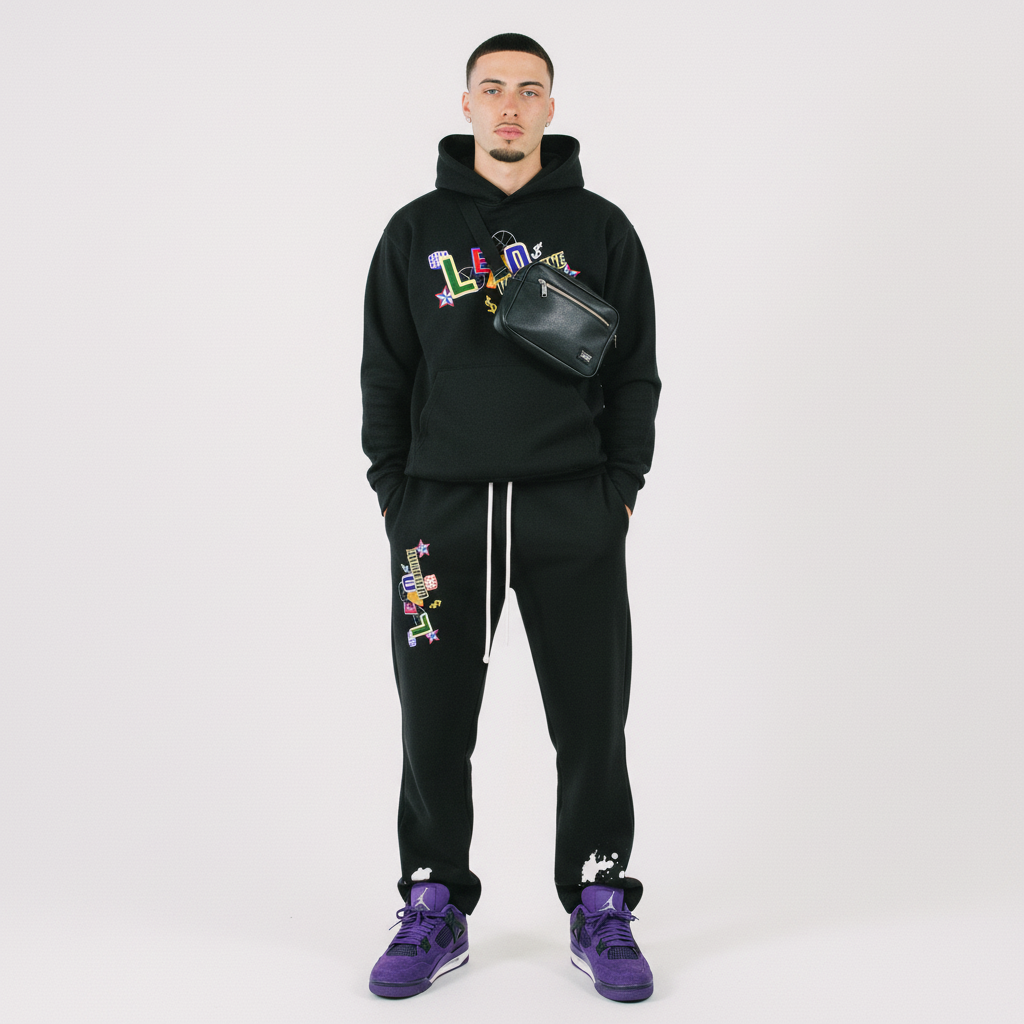 Mens Streetwear Straight Leg Pants- Playful